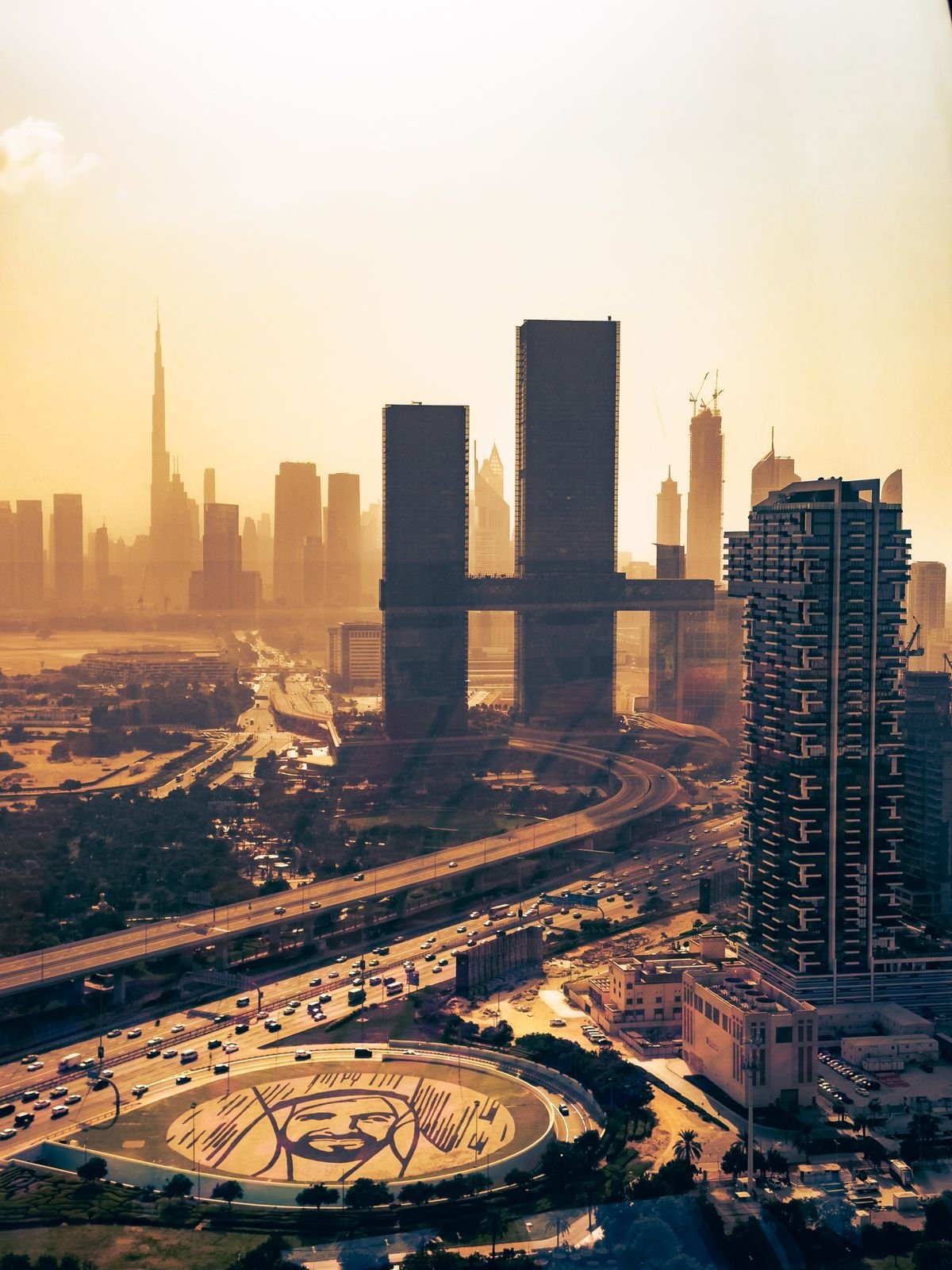 Dubai skyline at golden hour